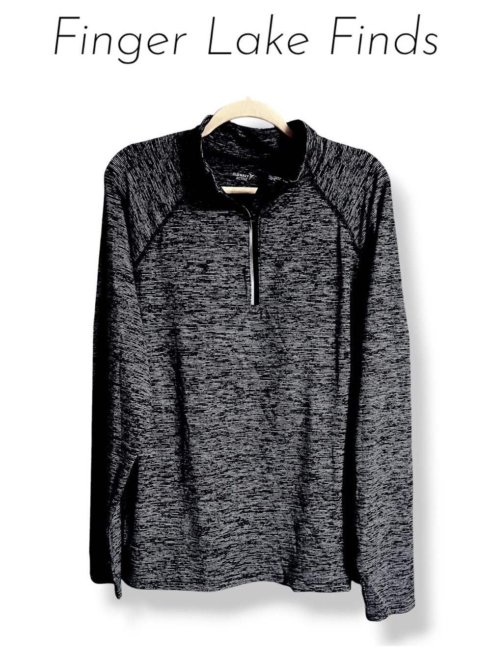 NWT Old Navy Black Heather Quarter-Zip Pullover, XXL